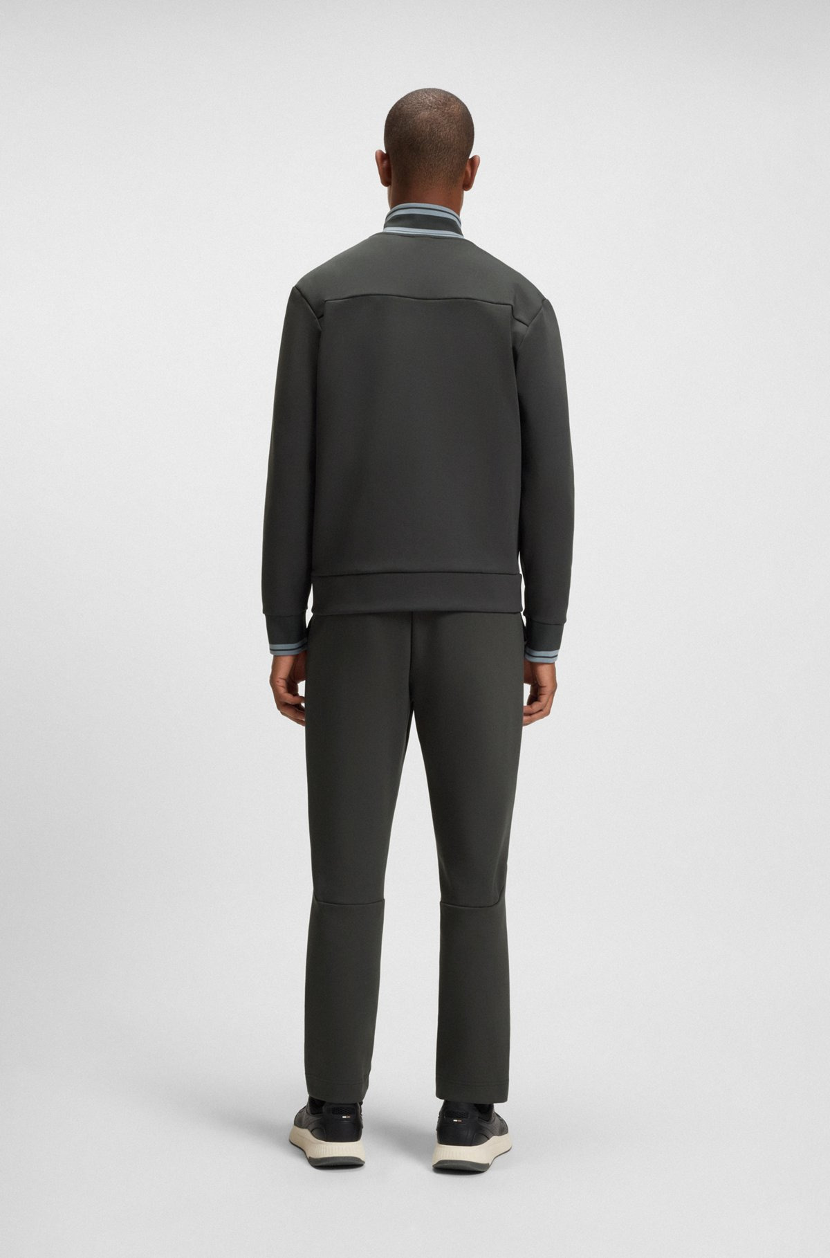 ZIP-UP SWEATSHIRT WITH STRIPED TRIMS - 5