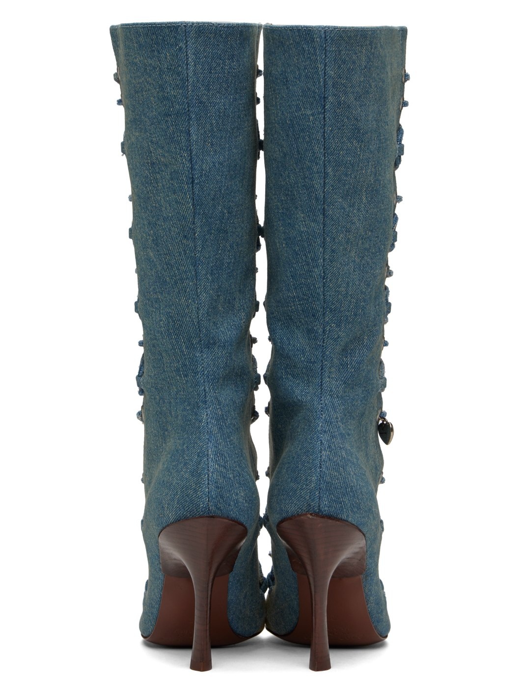 Blue Lace-Up Heel Boots - 2