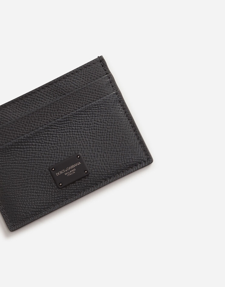 Dauphine calfskin card holder with branded plate - 4