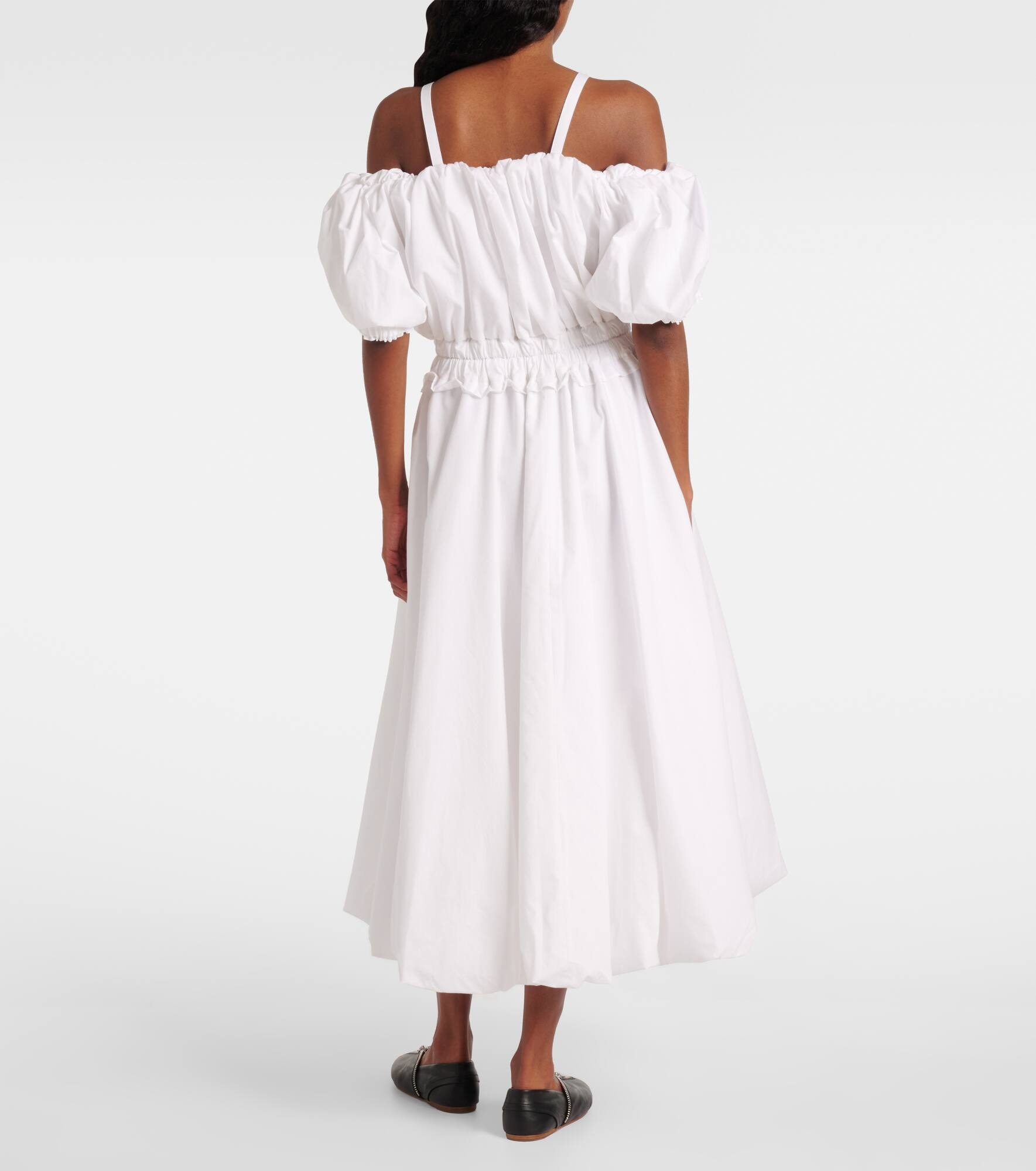 Off-shoulder cotton poplin midi dress - 3