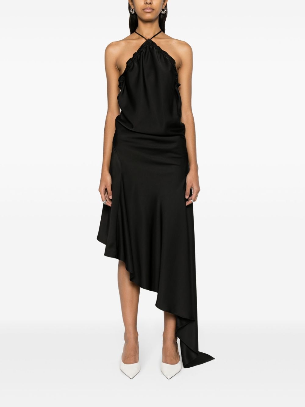 asymmetric satin midi dress - 3