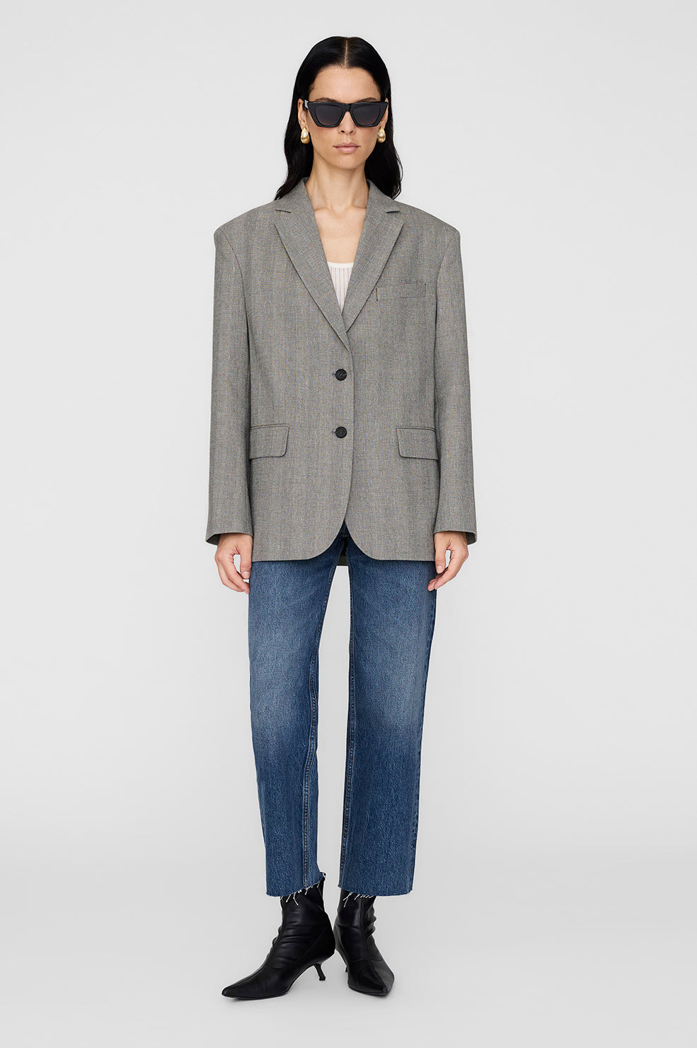 Quinn Blazer - Ivory And Black Herringbone - 5