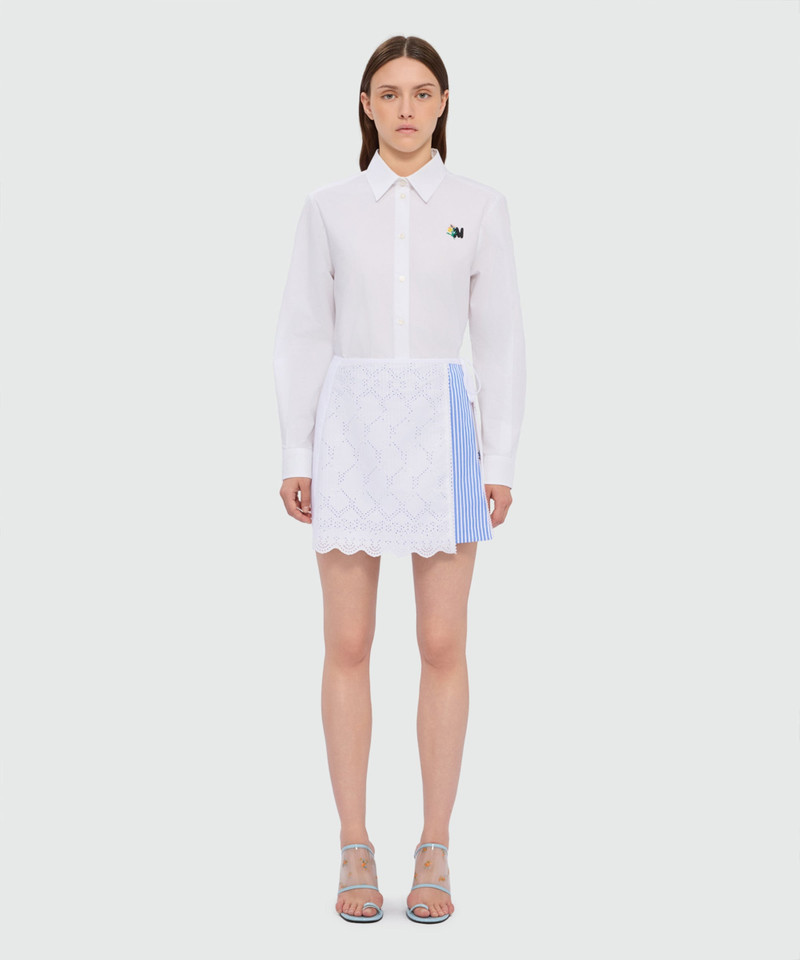 MSGM Patchwork wrap skirt in poplin with lace detail outlook