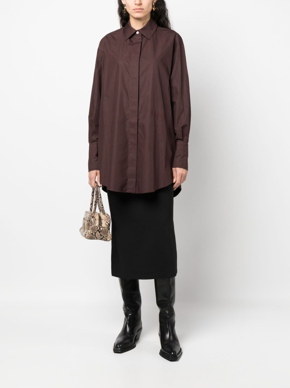 long-sleeve shirt dress - 2