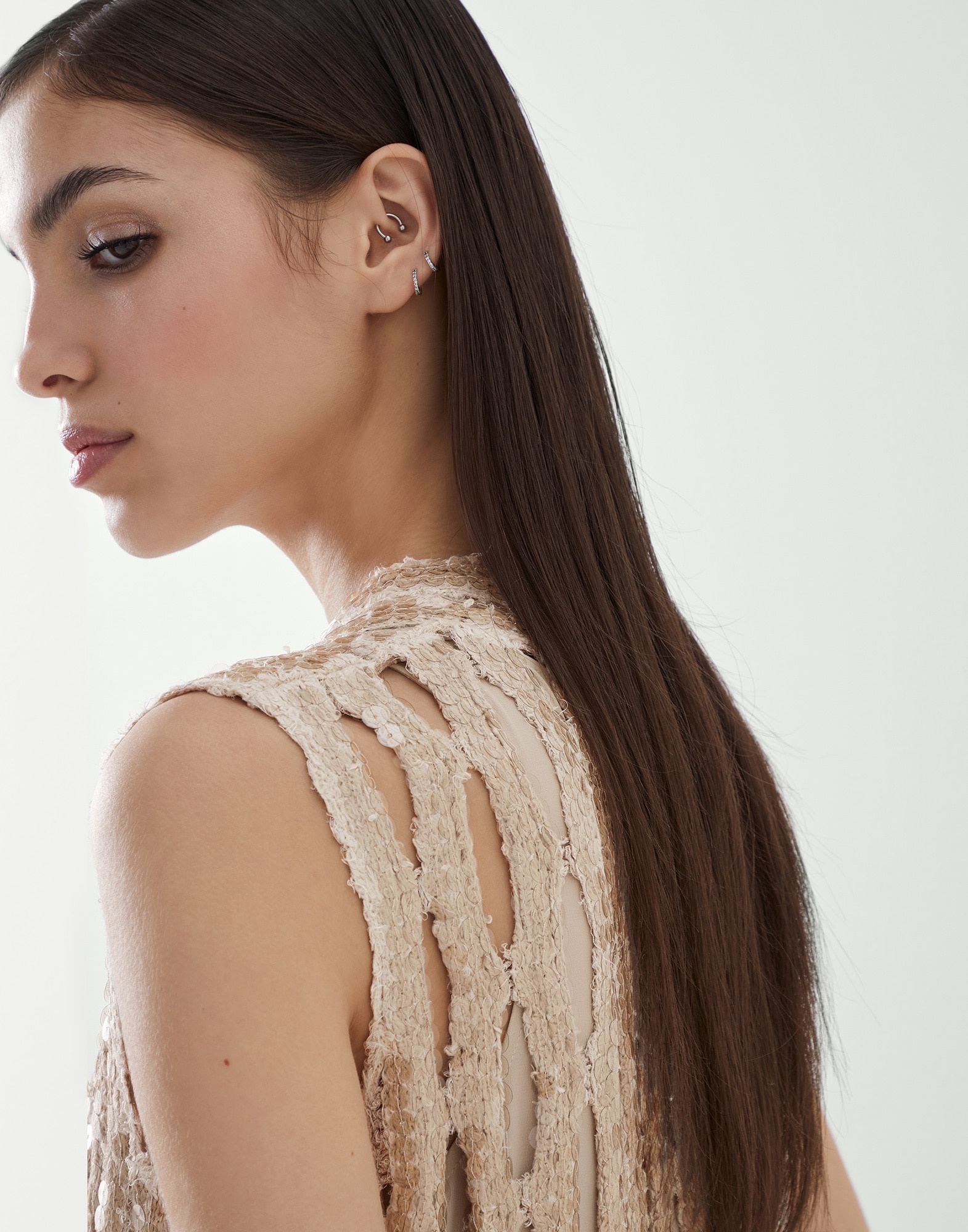 Dazzling mesh dress in linen and silk - 3