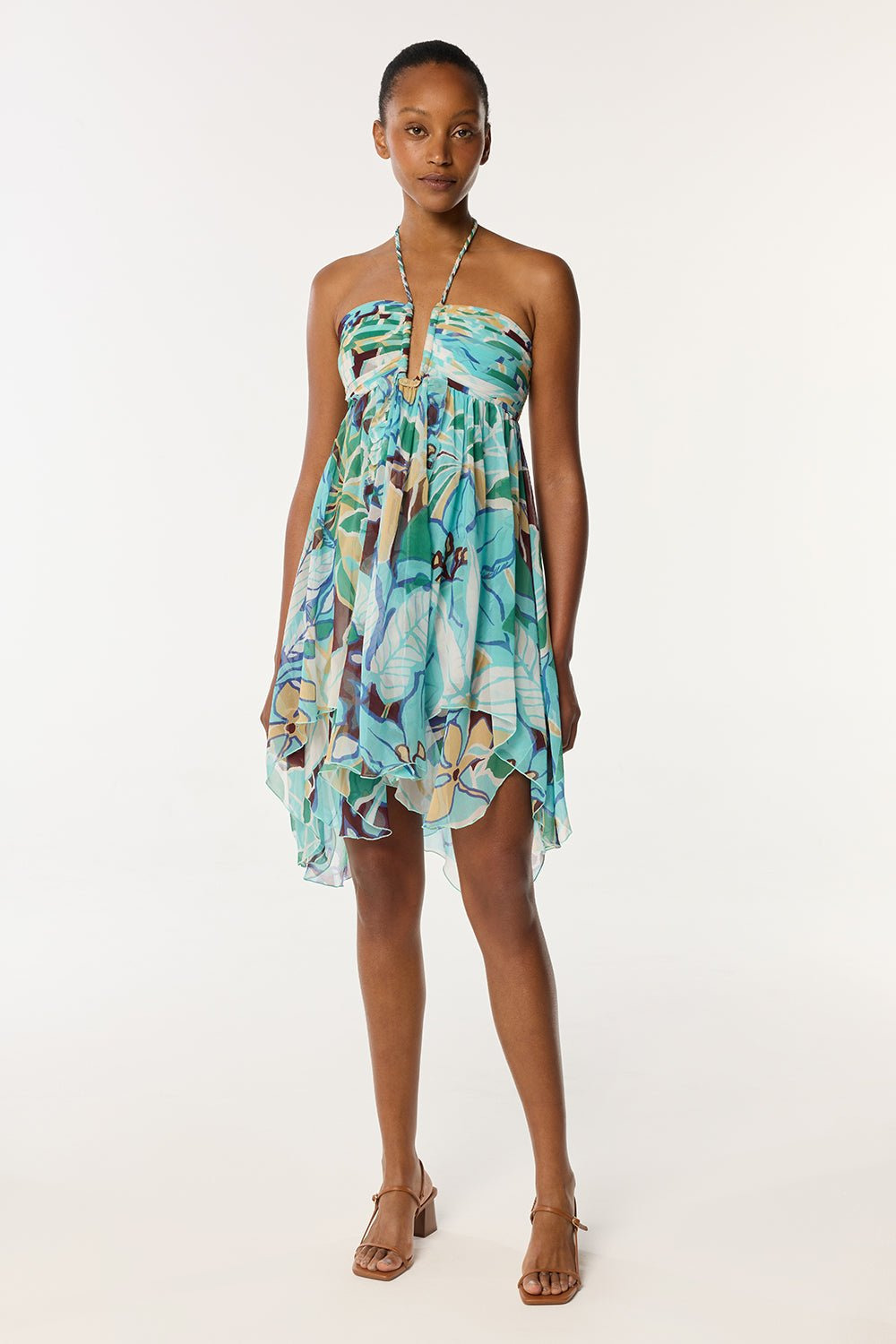 Mini Dress Carla - Aqua Macro Lilium - 1