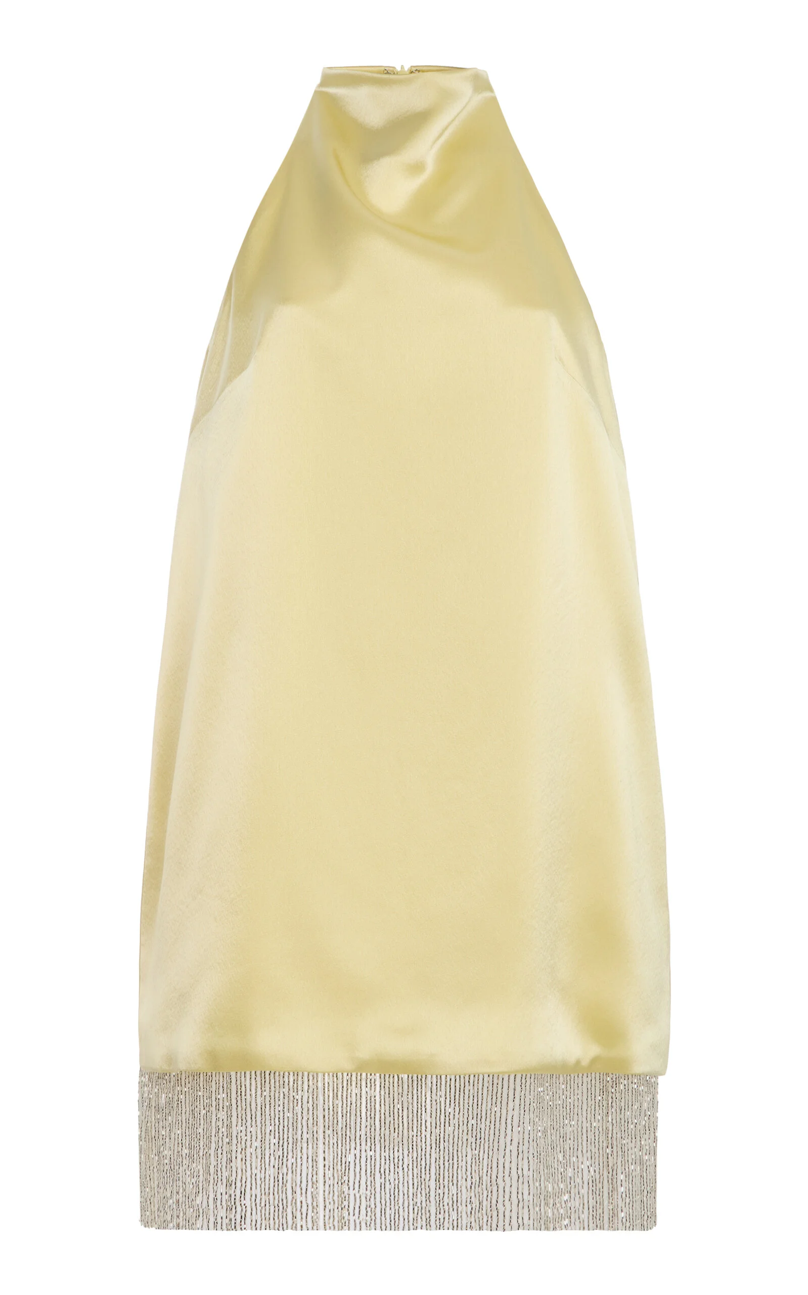 Daniella Fringed Satin Mini Dress yellow - 1