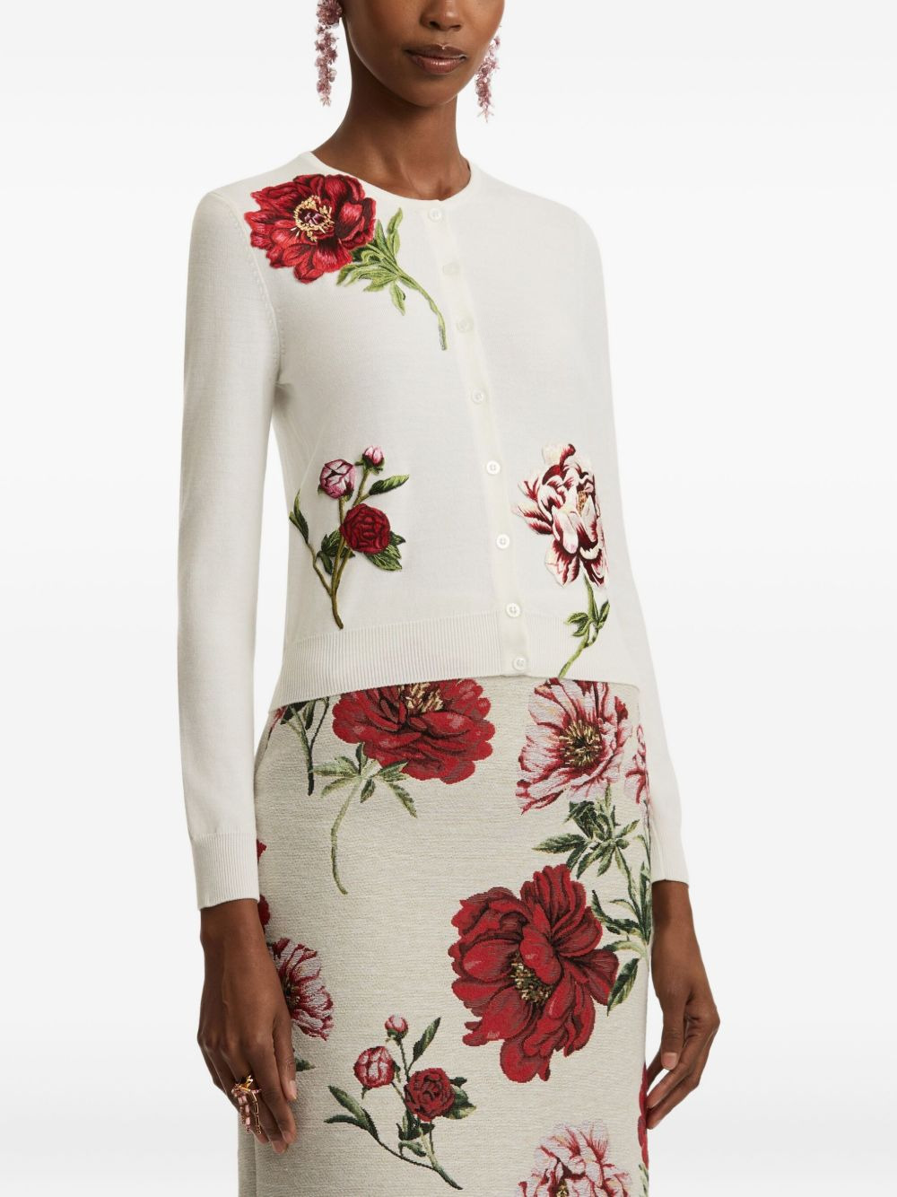 peony-threadwork cardigan - 3