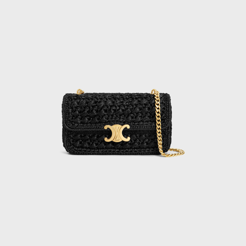 CHAIN SHOULDER BAG CLAUDE in RAFFIA EFFECT TEXTILE 1