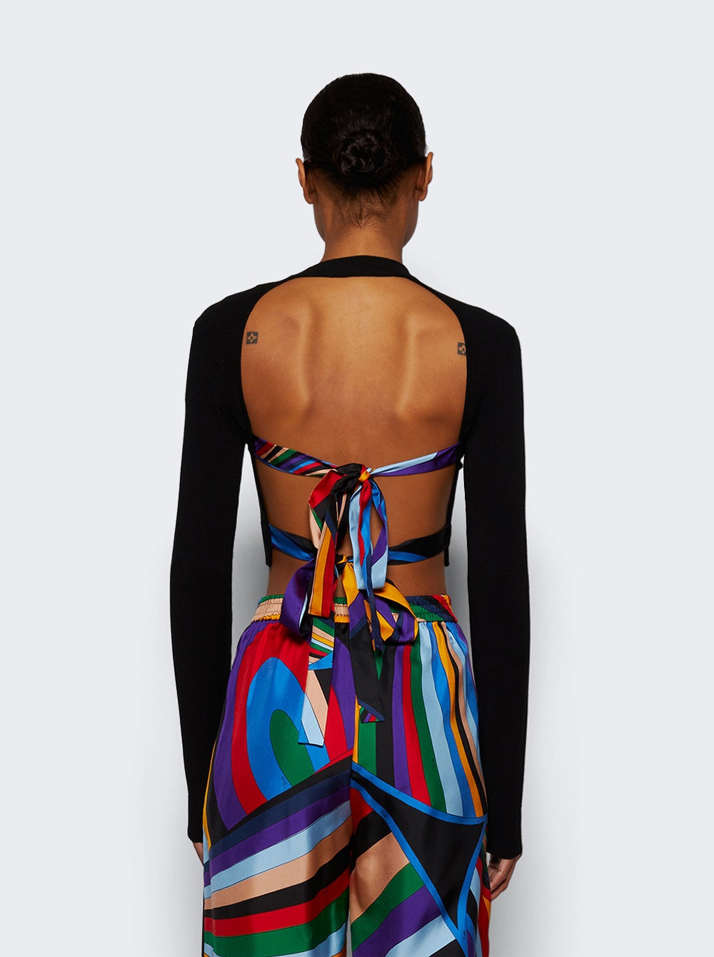 Open Back Cropped Sweater Black - 5