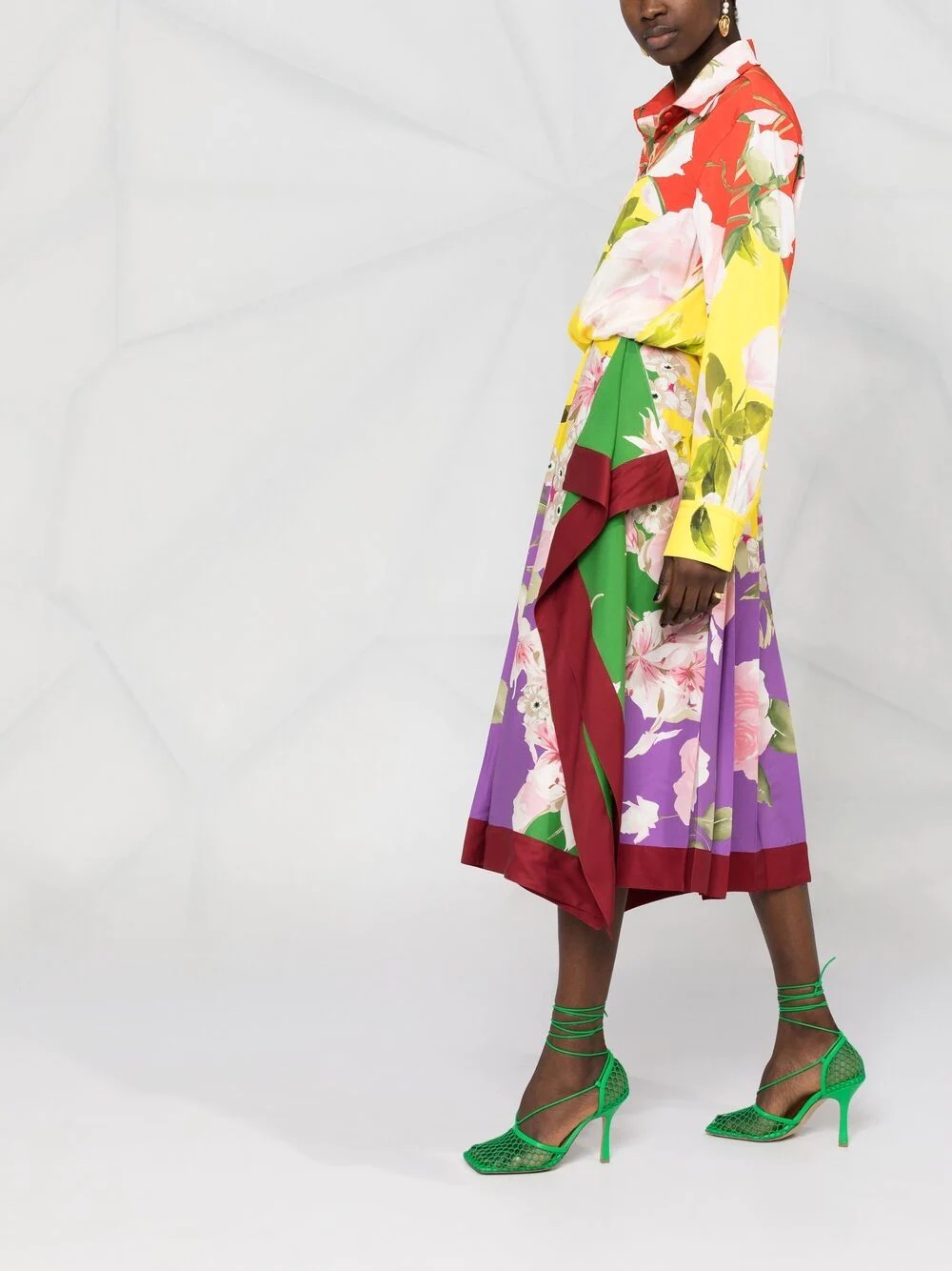 pleated floral-print midi dress - 4