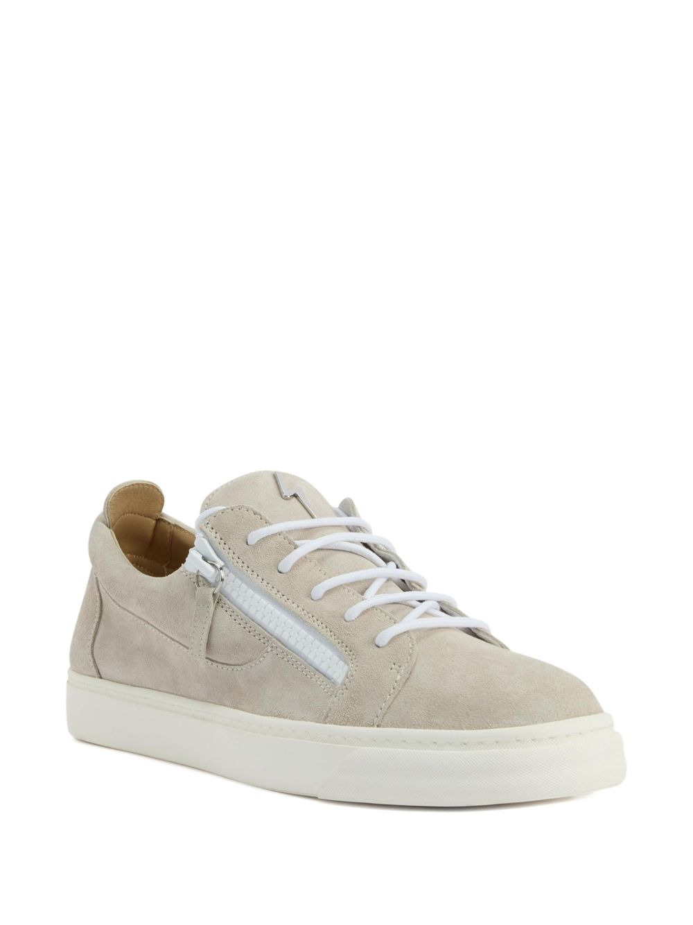 zip-detail suede low-top sneakers - 2