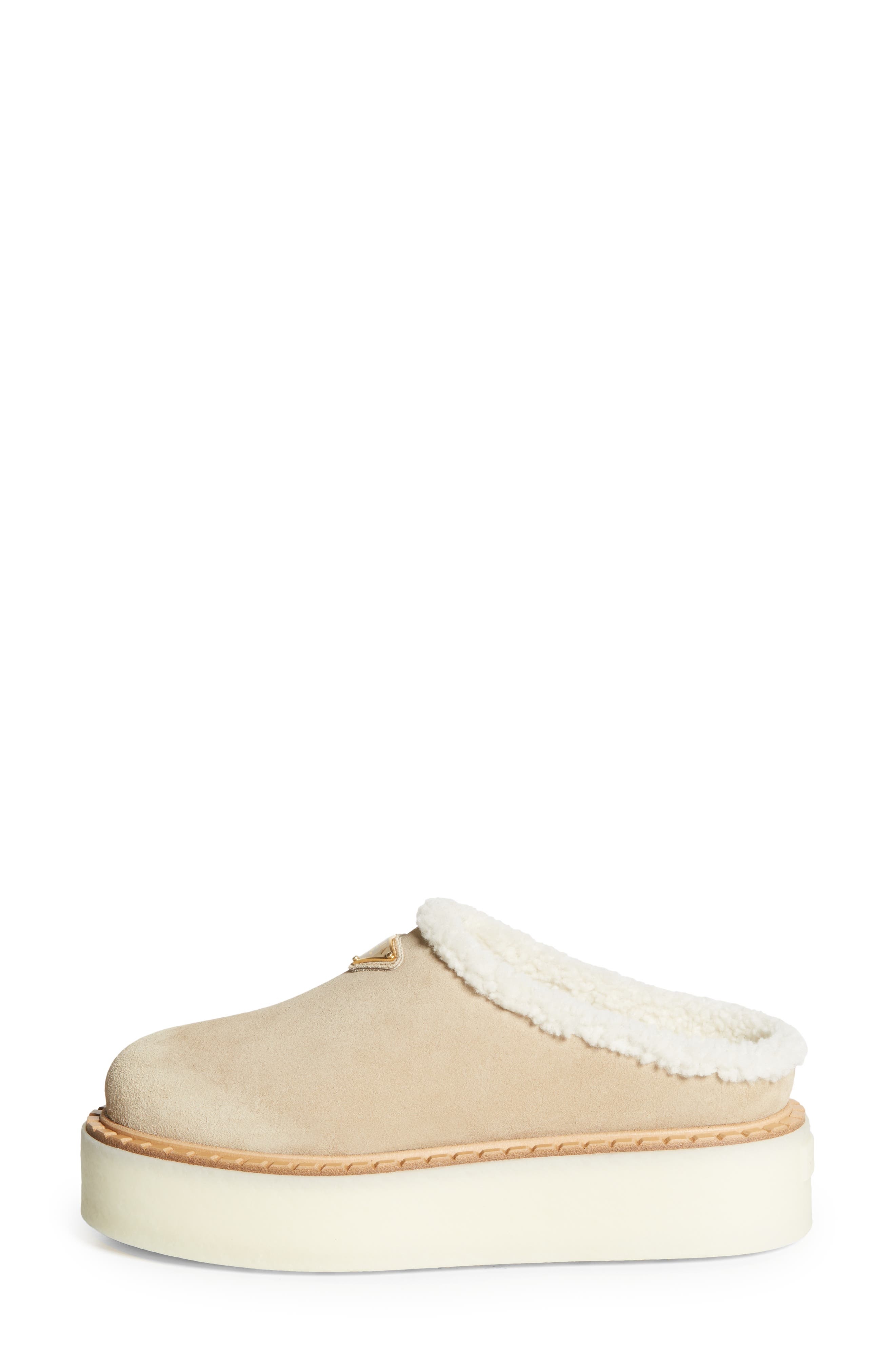 Prada Evolve Genuine Shearling Clog in Ecru at Nordstrom - 3