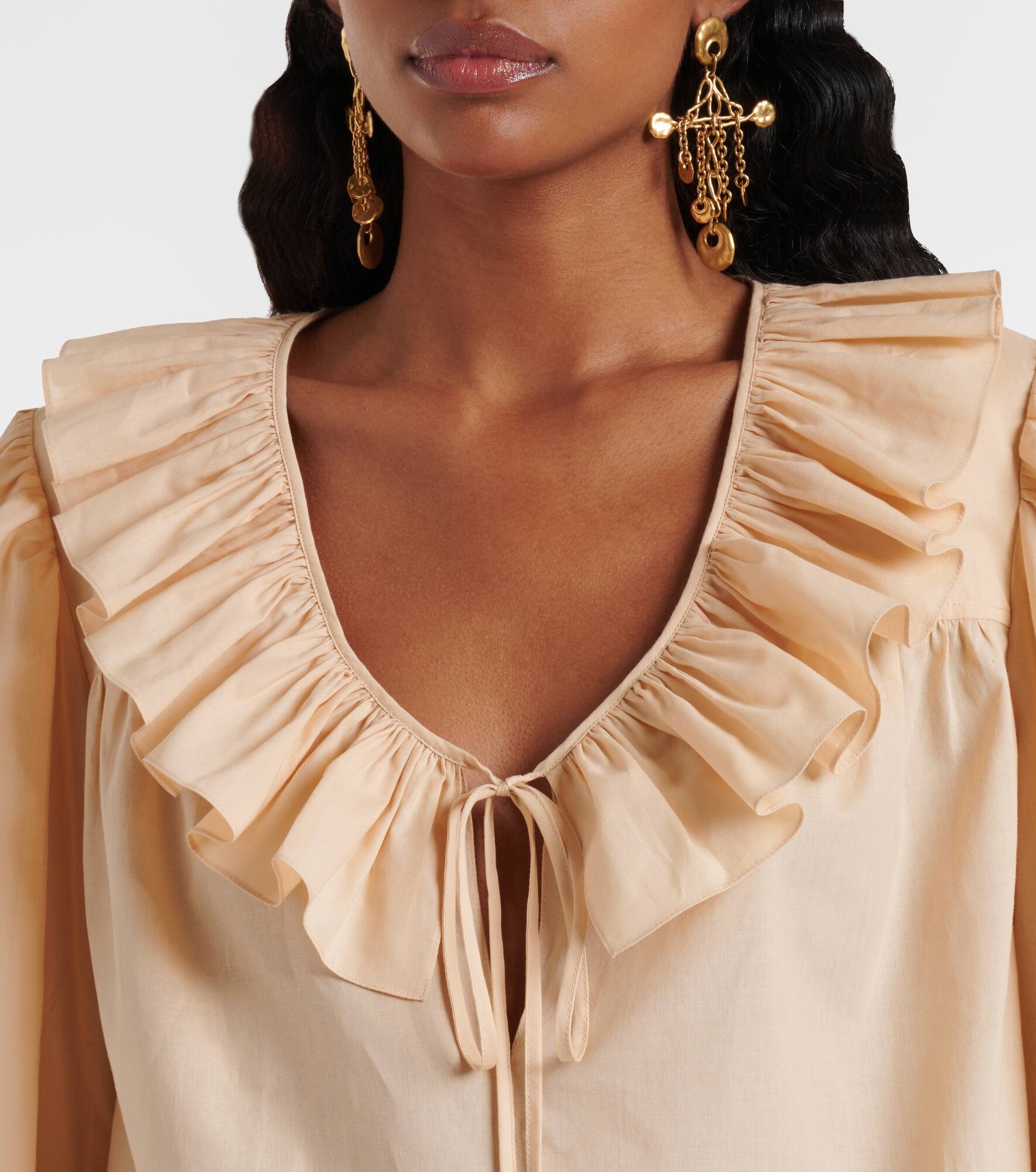 Ruffled cotton voile blouse - 4