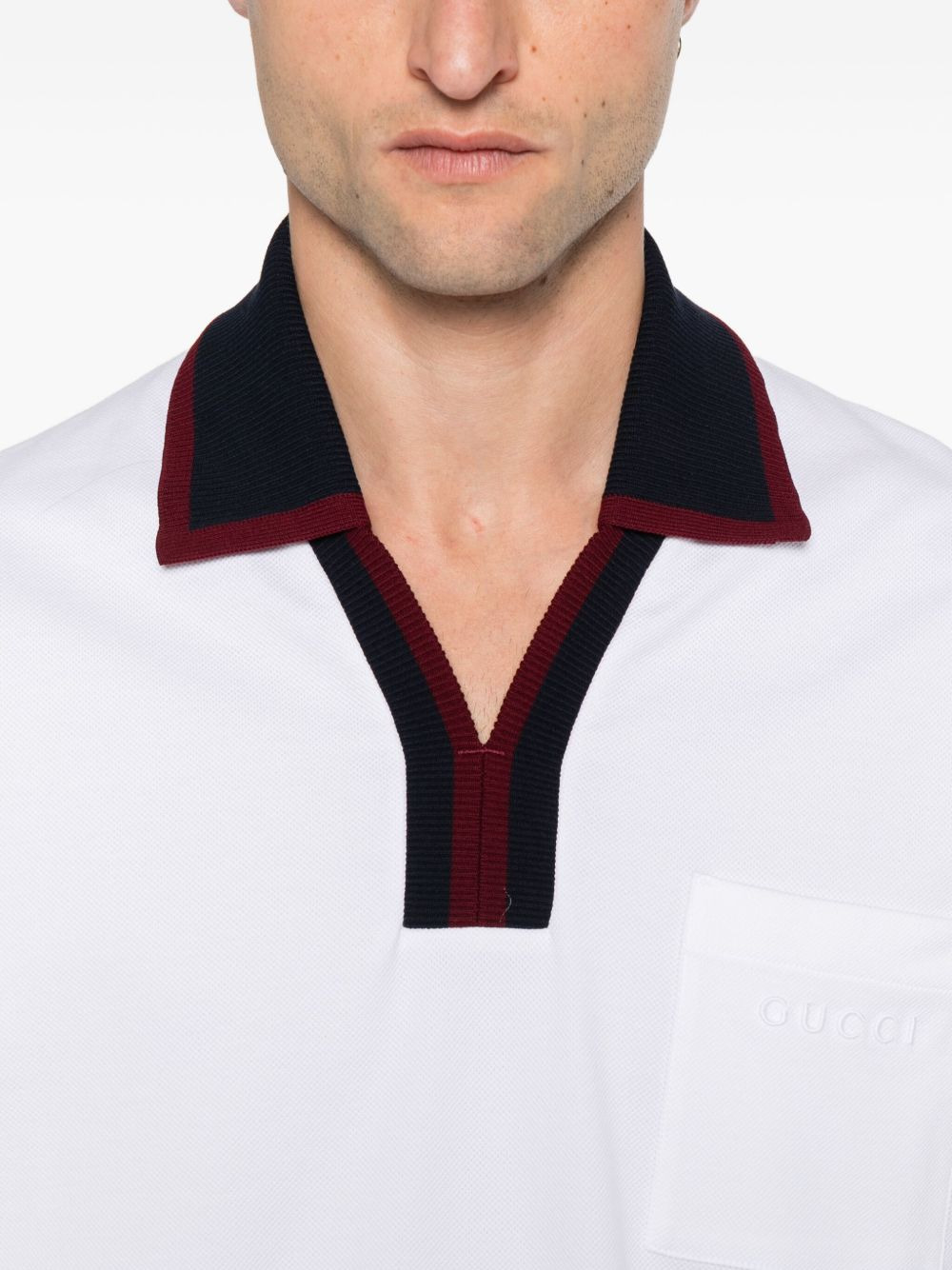 polo-collar cotton T-shirt - 4
