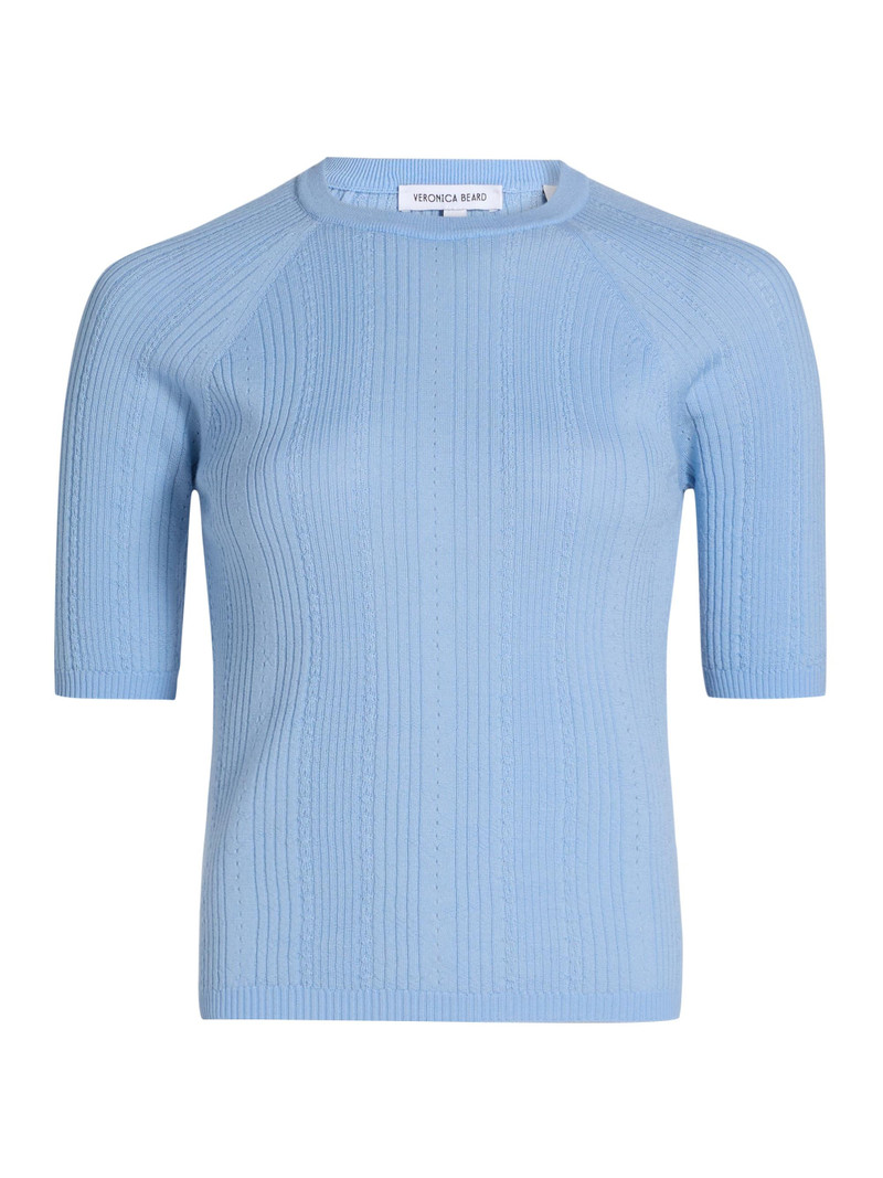 Women's Brielle Merino Wool Short-Sleeve Sweater - Blue Jay 1