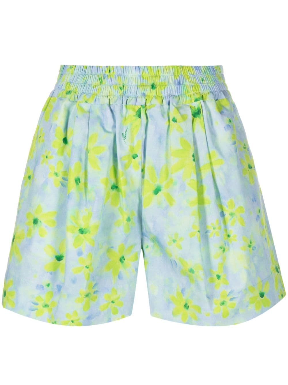 watercolour floral-pattern cotton shorts - 1