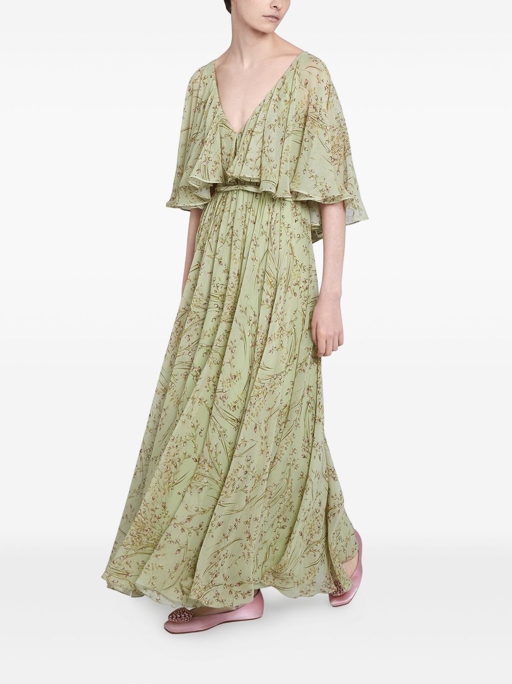 cape-detail floral-print dress - 3