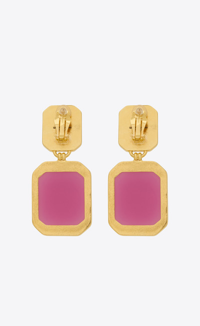 SAINT LAURENT octagon earrings in metal and resin outlook