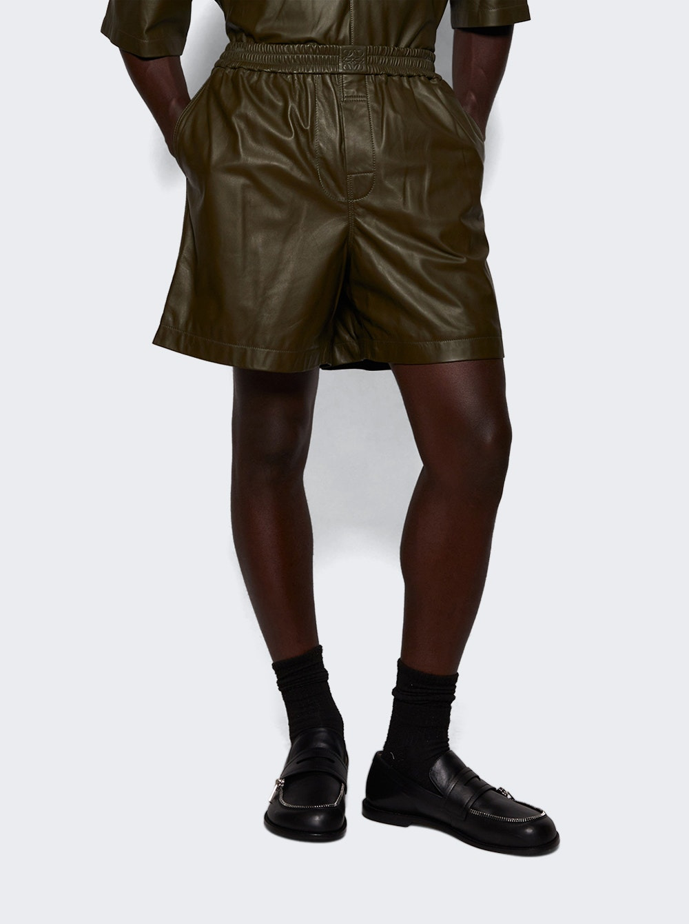 Nappa Lambskin Shorts Khaki Green - 2