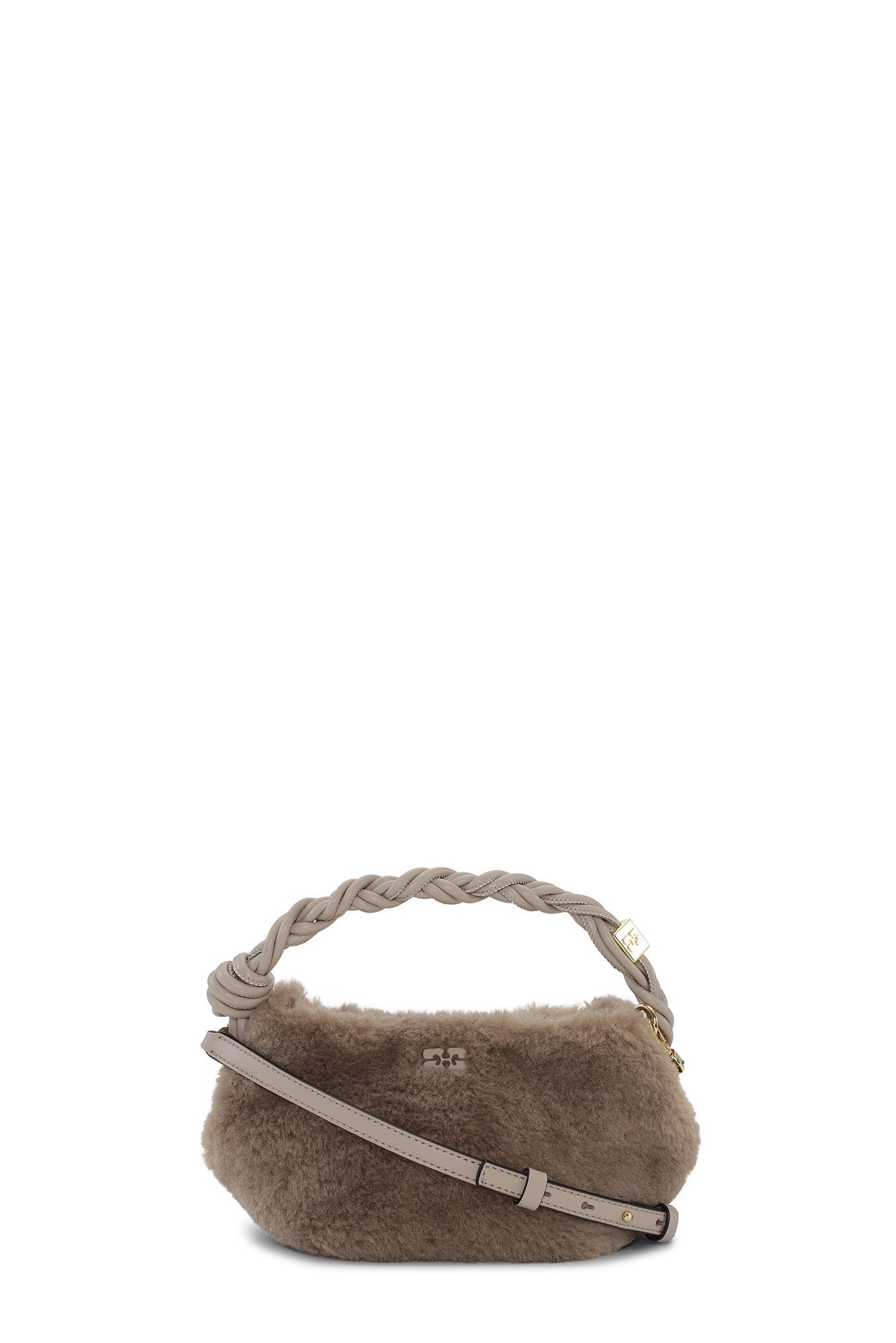 LIGHT GREY FLUFFY MINI GANNI BOU BAG - 1