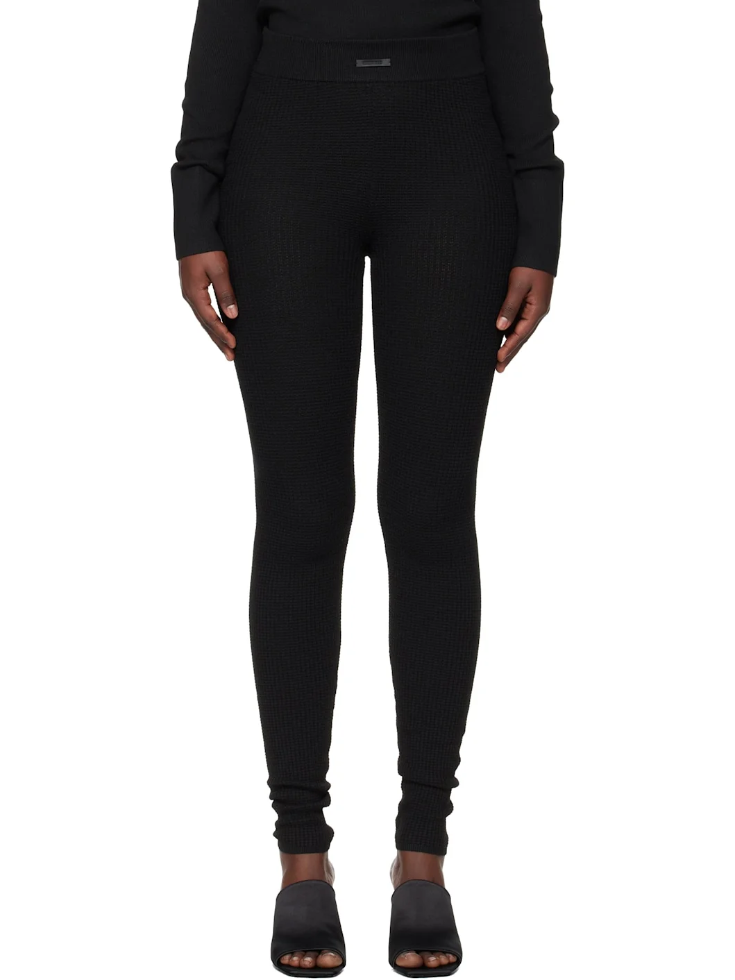 Black Holiday Waffle Leggings - 1