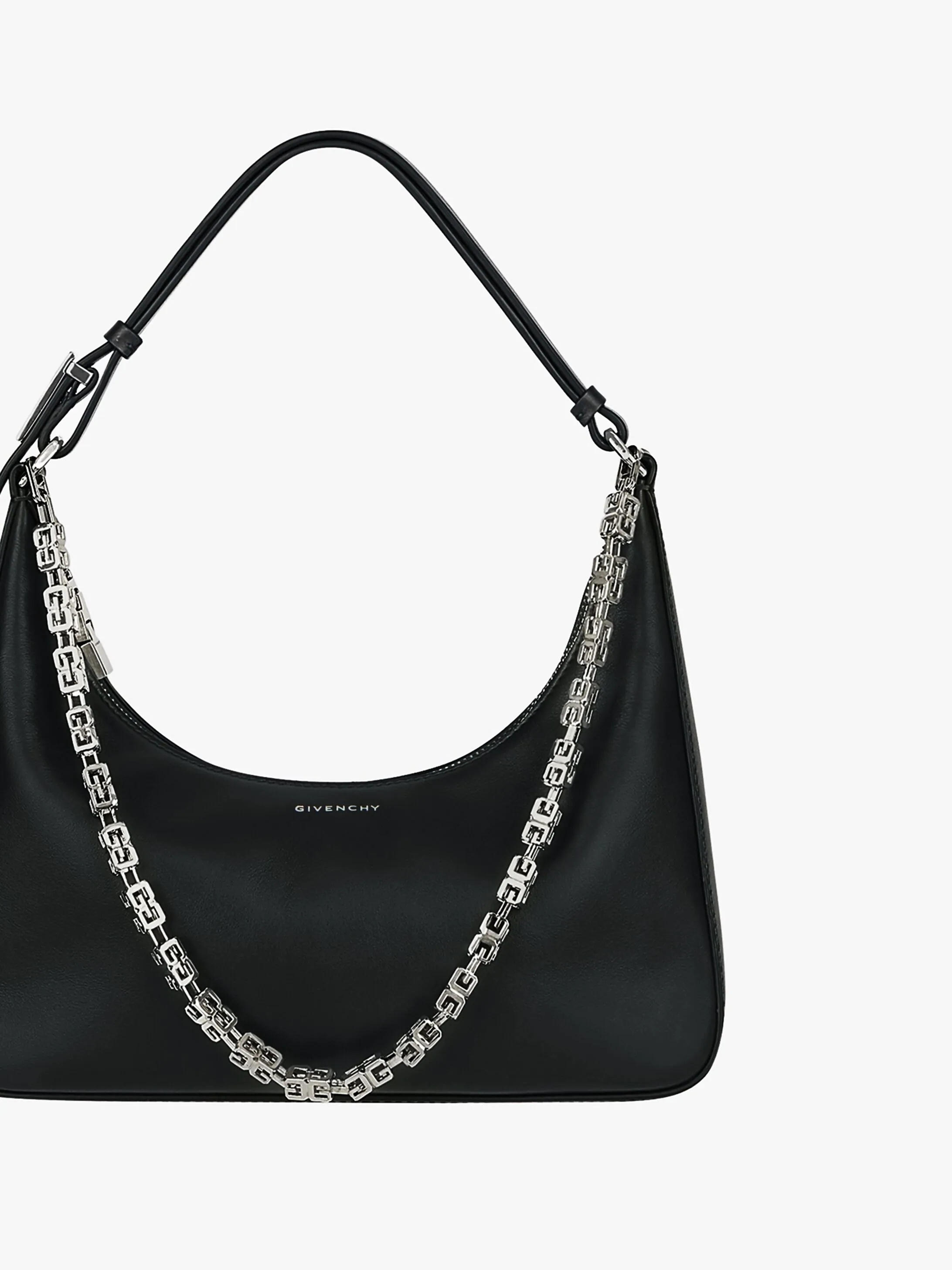 SMALL MOON CUT OUT BAG IN LEATHER WITH CHAIN - 7