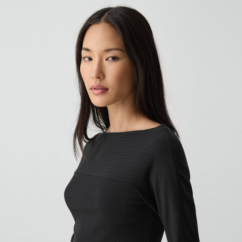 Boatneck Long-Sleeve Top in Stretch Rib 5