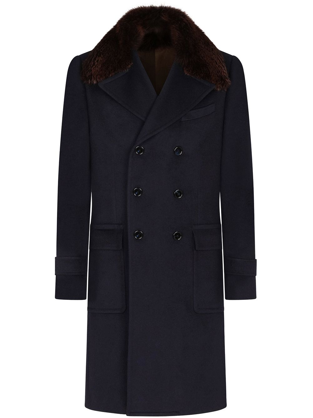 double-breasted cashmere coat - 1