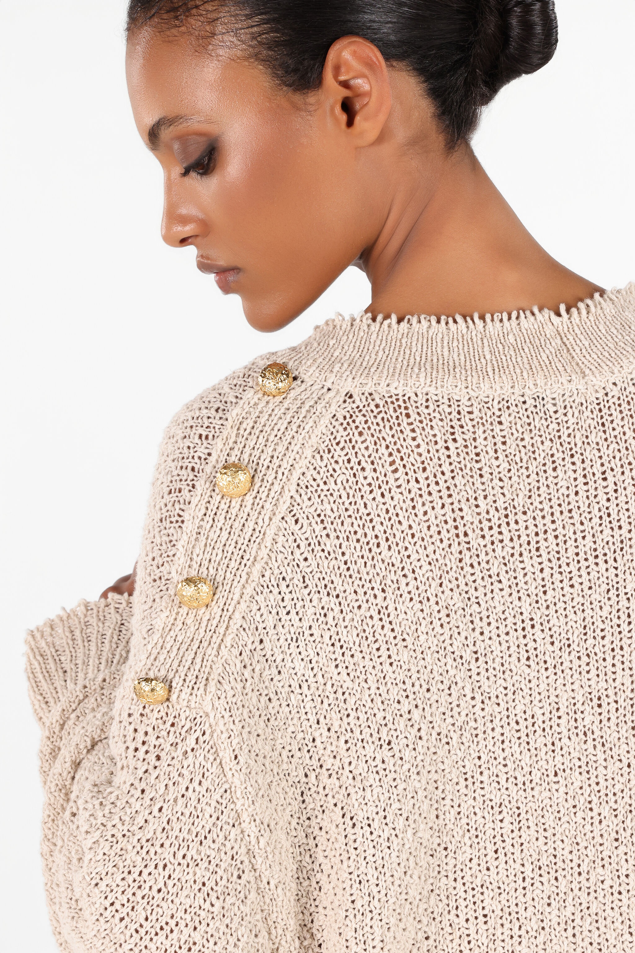 Sweater with Decorative Buttons - 7