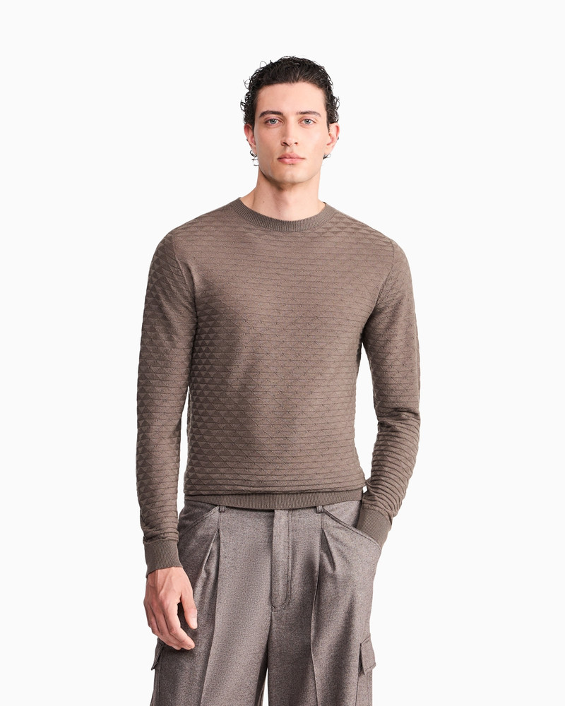 GIORGIO ARMANI SWEATER WITH REGULAR FIT IN VIRGIN WOOL WITH TRIANGLE WEAVE outlook