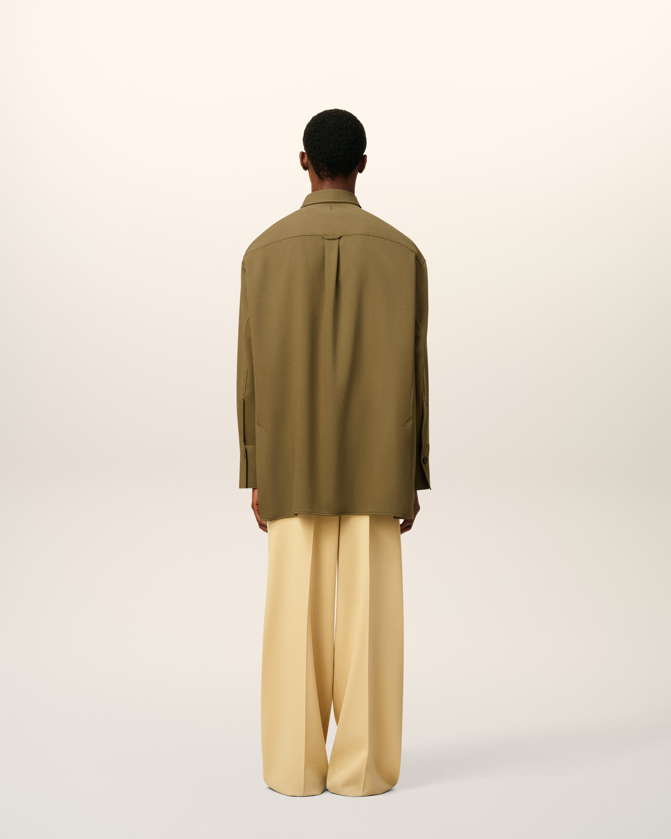GREEN WOOL LONG OVERSIZED SHIRT - 5