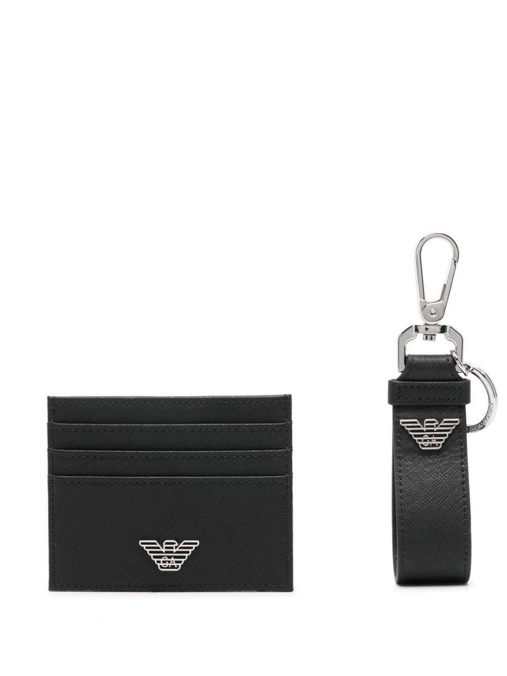 logo-plaque leather wallet set - 1