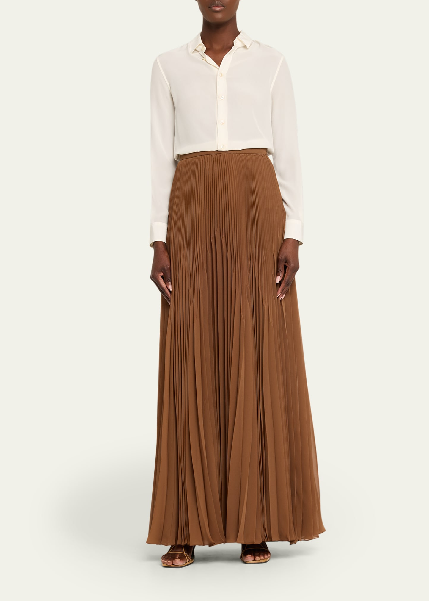 Pleated Chiffon Maxi Skirt - 2