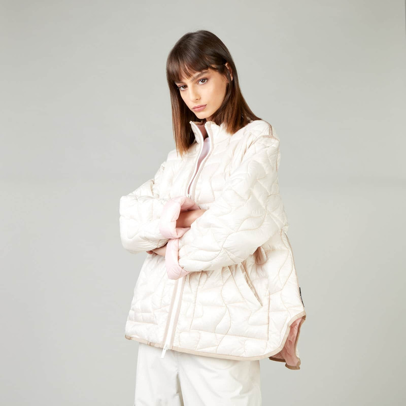 Quilted Bomber Jacket Ivory Beige 5