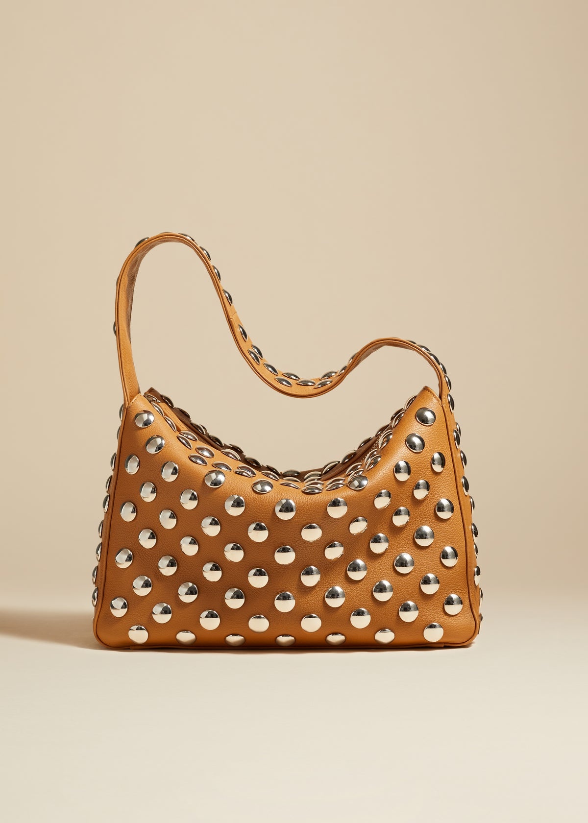 The Elena Bag in Nougat Leather with Studs - 1