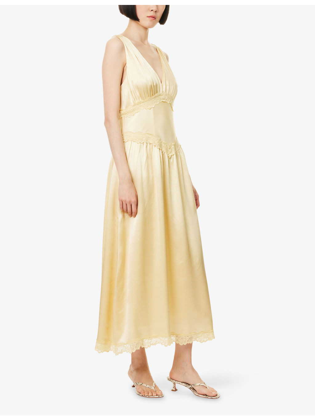 Stasia V-Neck Silk Midi Dress - 3