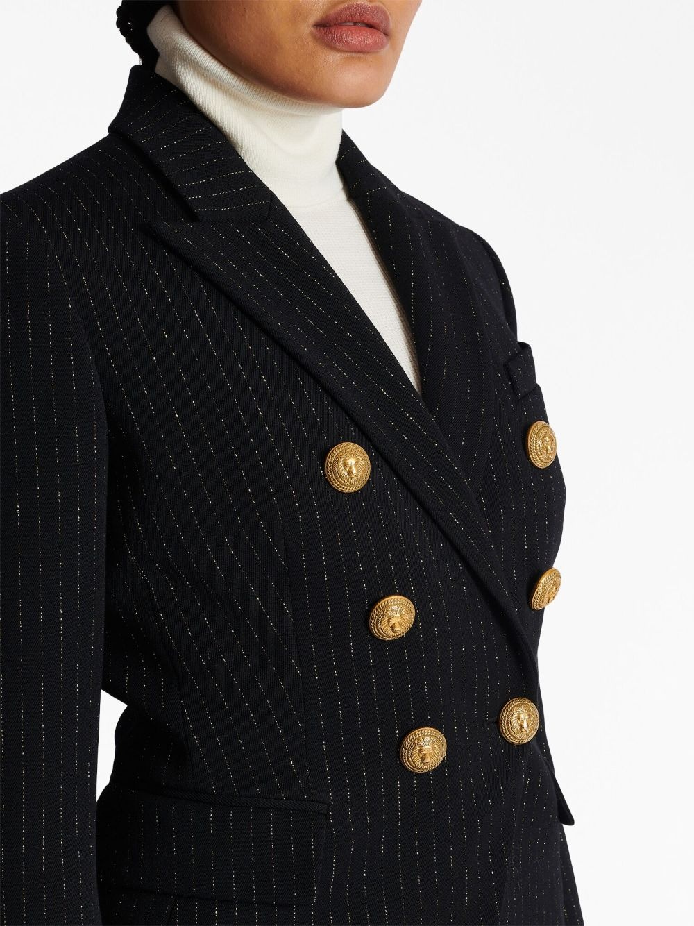 lurex-detail double-breasted blazer - 7