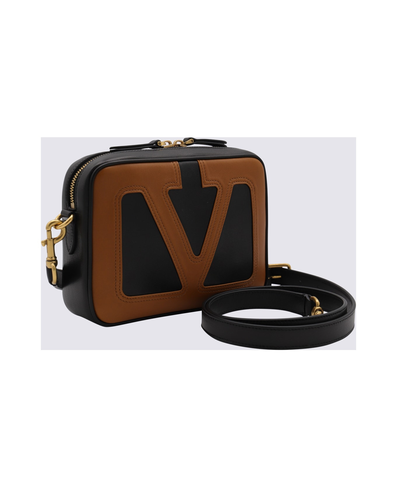 Black And Brown Leather Crossbody Bag - 2