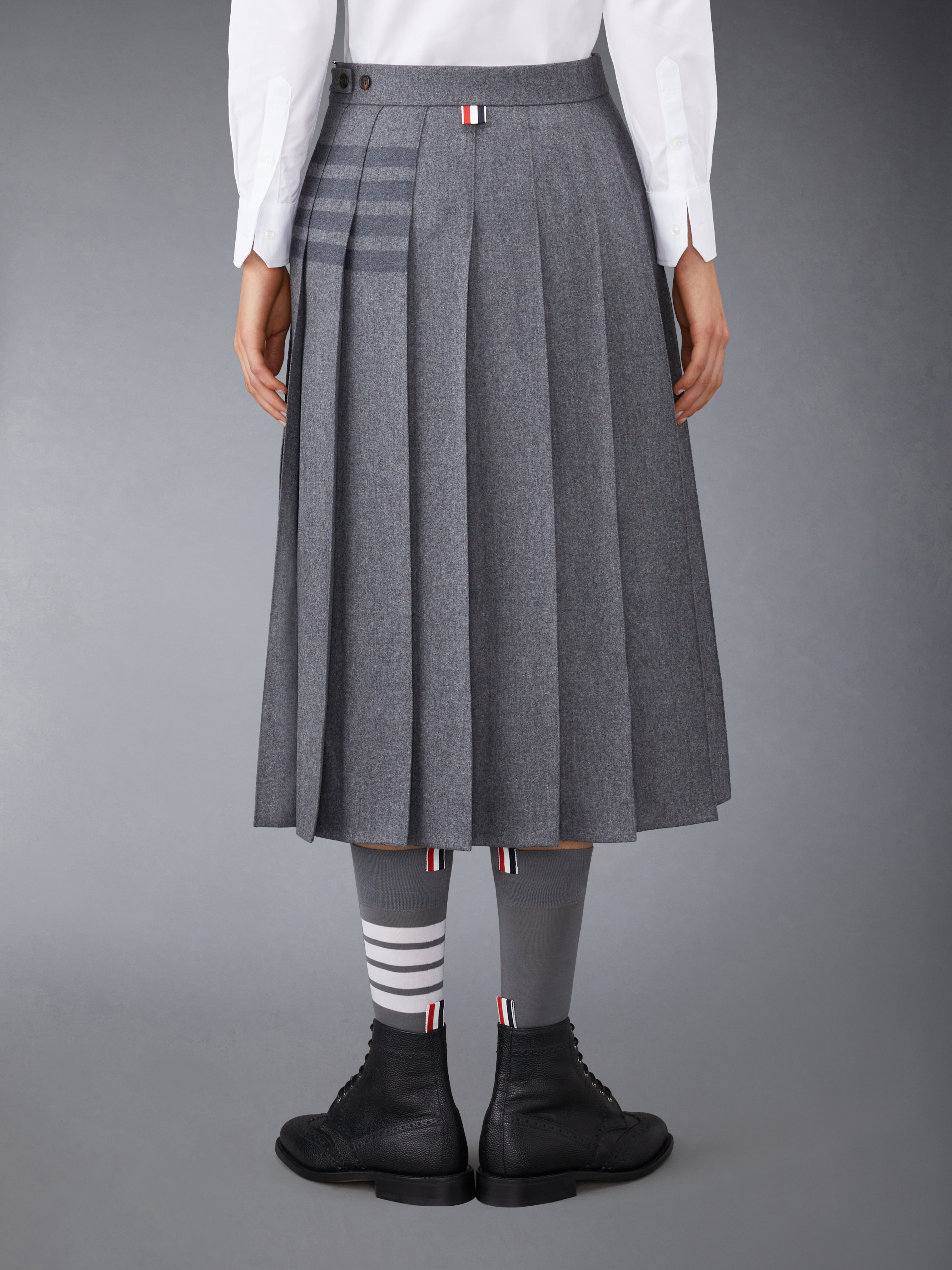 FLANNEL 4-BAR MIDI PLEATED SKIRT - 3