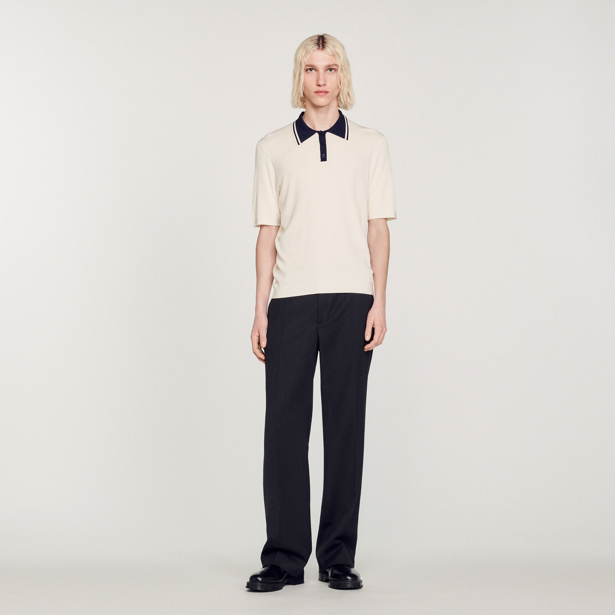 Contrasting collar polo shirt - 3