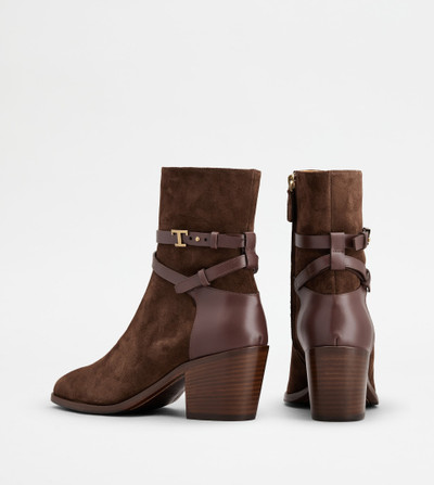Tod's ANKLE BOOTS IN SUEDE - BROWN outlook
