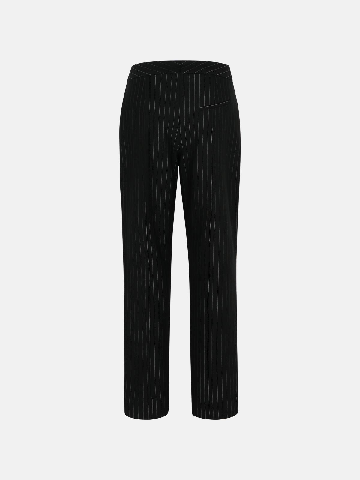 BLACK VISCOSE BLEND TROUSERS - 3
