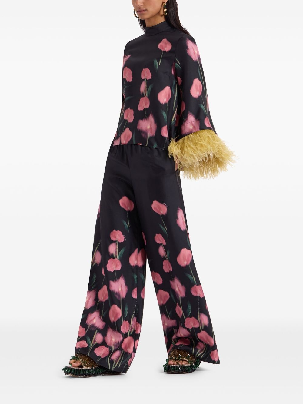 floral-print palazzo pants - 3