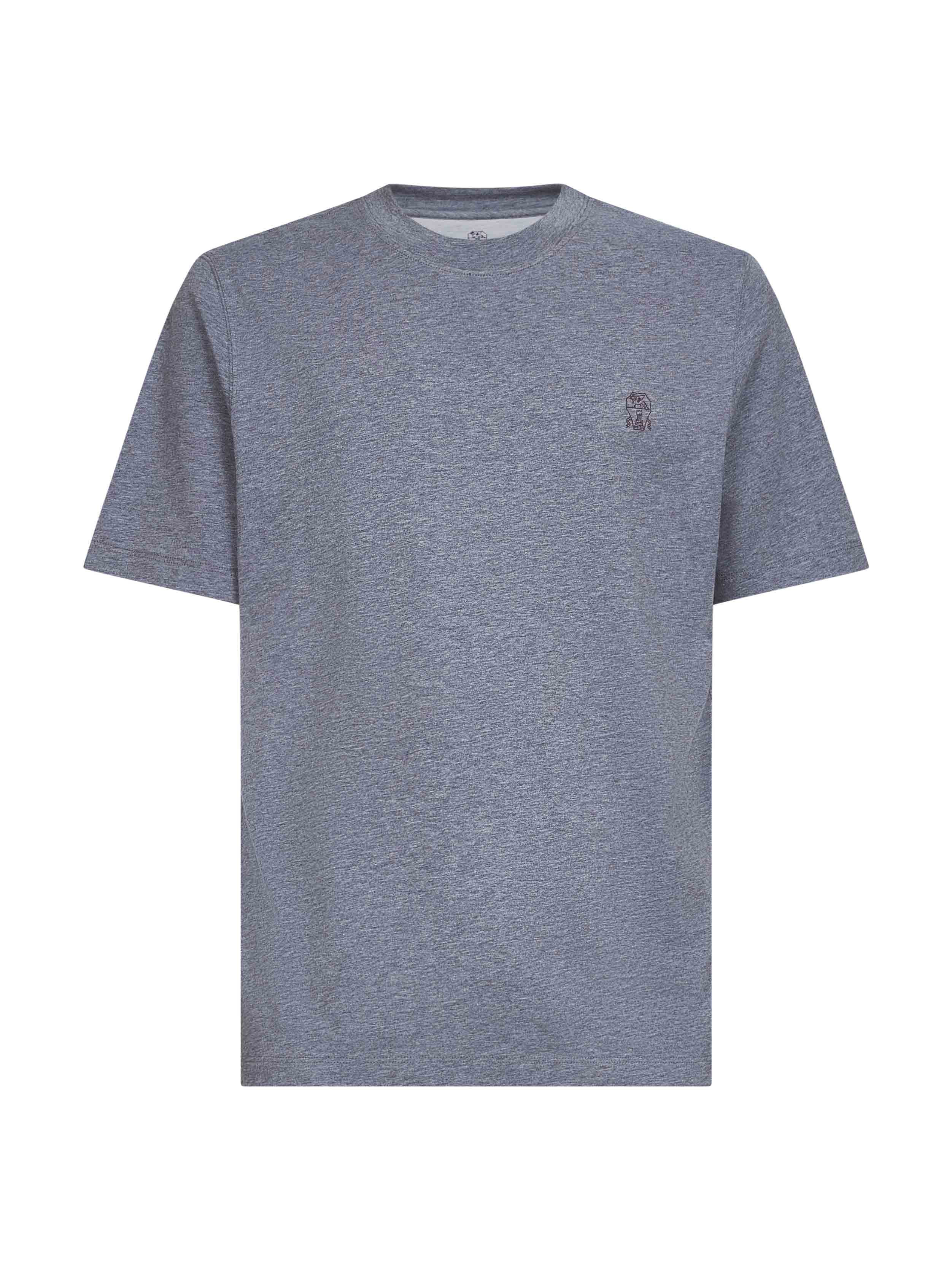 Brunello Cucinelli Men Grey Solomeo Crest T-Shirt - 1