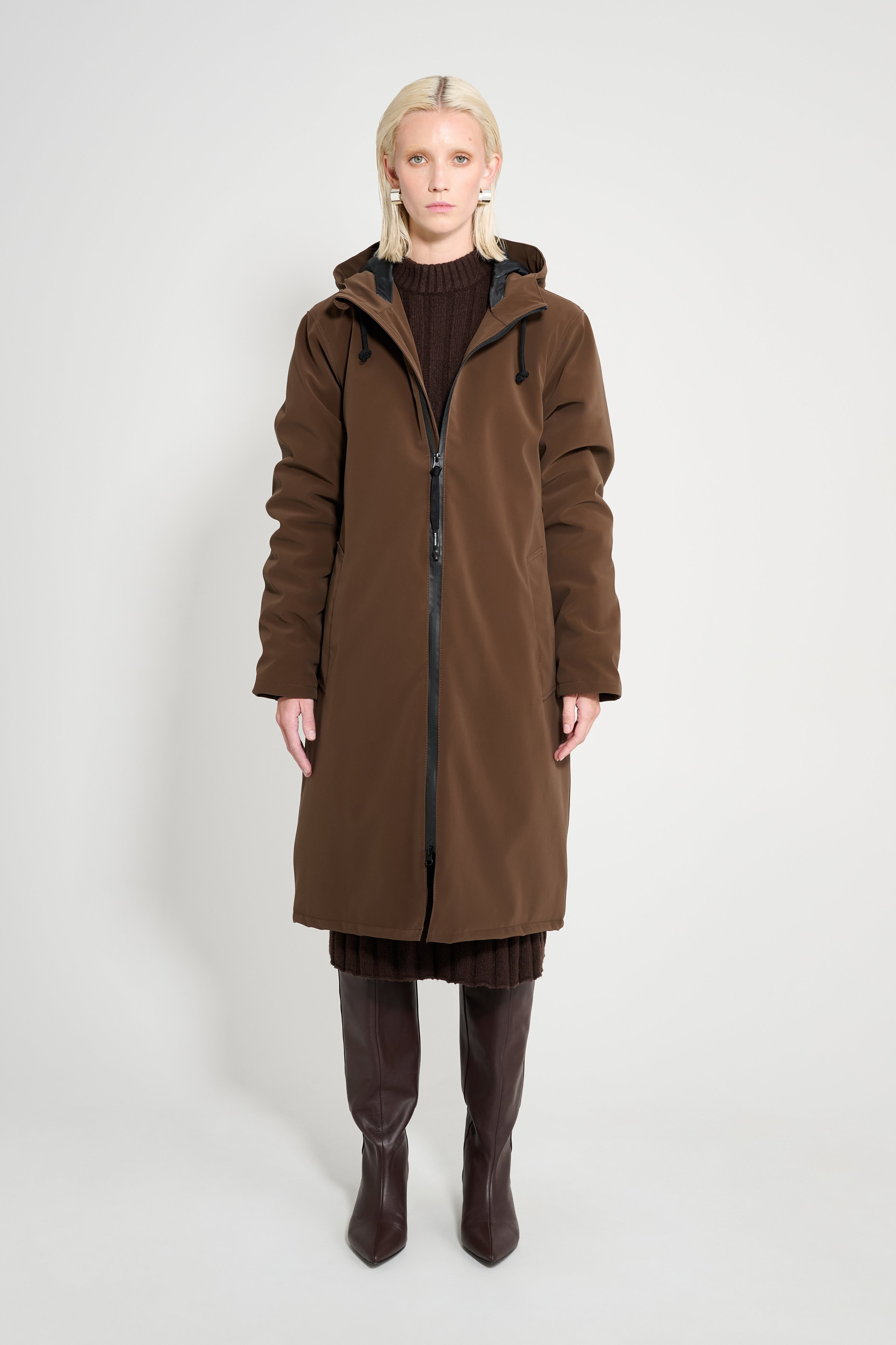 Stockholm Long Matte Winter Coat Dark Brown - 2