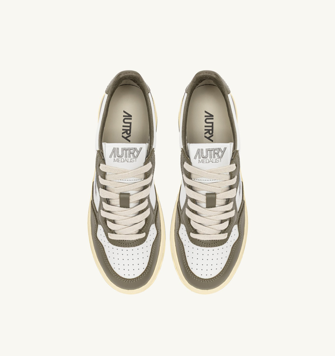MEDALIST LOW SNEAKERS IN LEATHER COLOR WHITE AND COVERT GREEN WITH LETTERING - 5