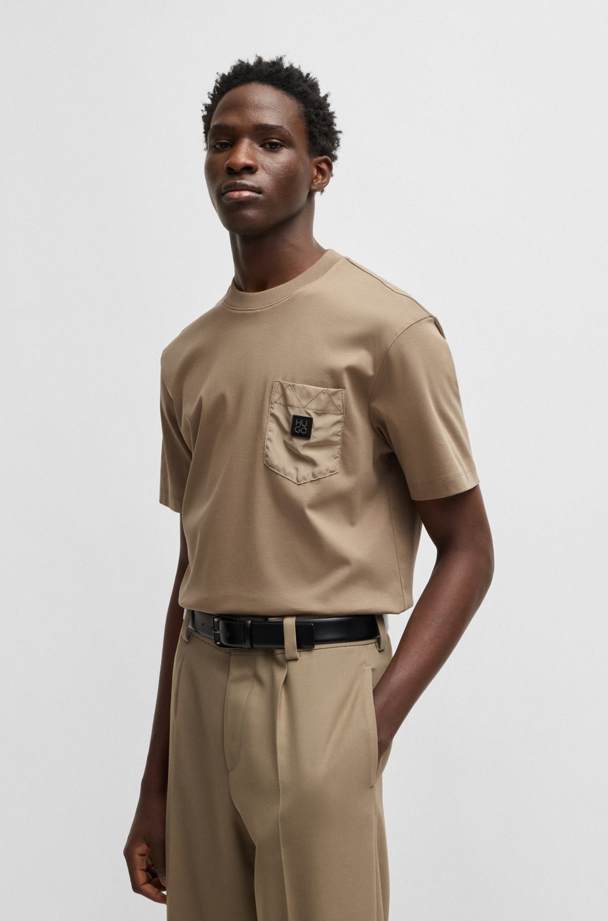 INTERLOCK-COTTON T-SHIRT WITH CONTRAST POCKET - 2