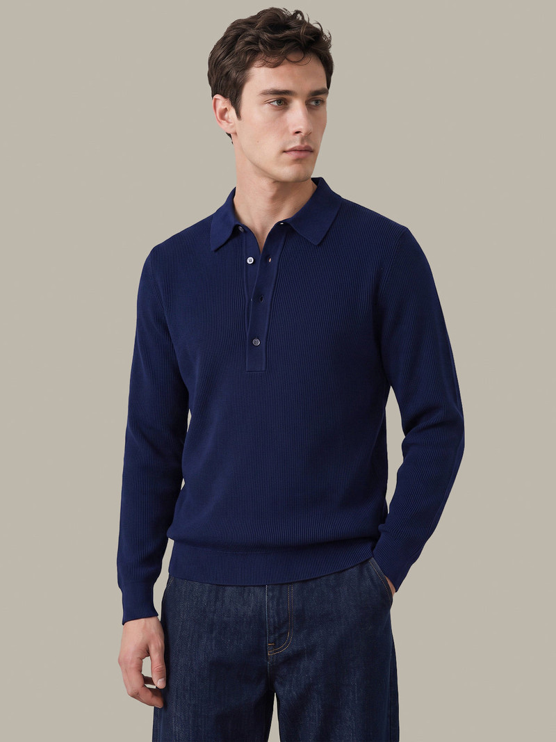 Jacob: Cotton Long Sleeve Knit Polo 1