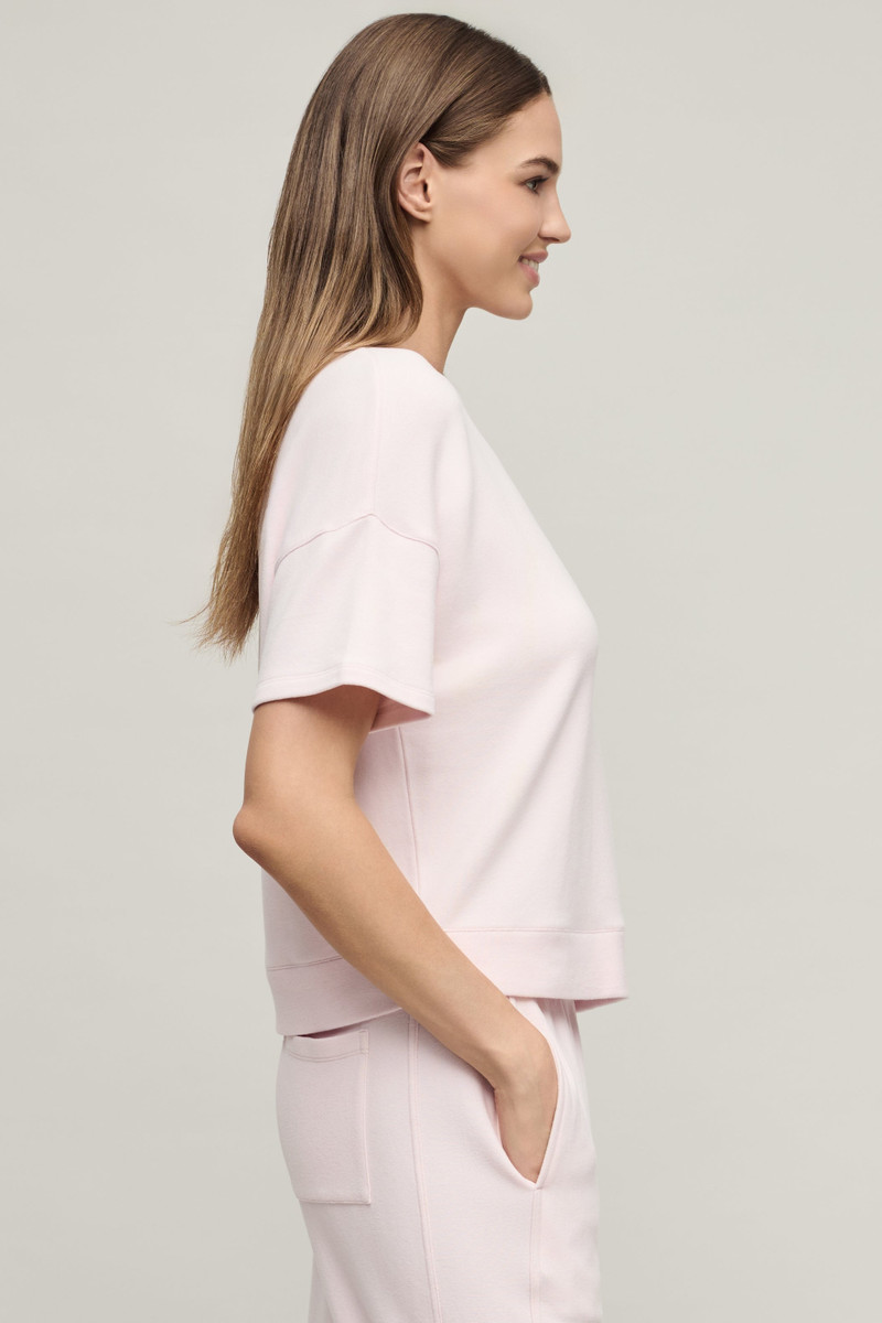 Barefoot Dreams Brushed Fleece Short Sleeve Dropped Shoulder Pullover outlook